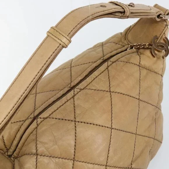 CHANEL Wild Stitch Shoulder Bag Leather Brown Gold CC Auth 144304 - Picture 8 of 16